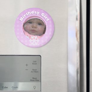 Aimant Fille d'anniversaire Hiver Onederland Rose Photo p