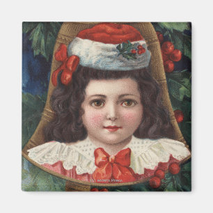Aimant Fille dans le casquette de Père Noël à Bell
