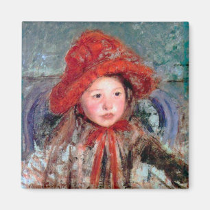Aimant Fille dans un grand Casquette rouge, Mary Cassatt