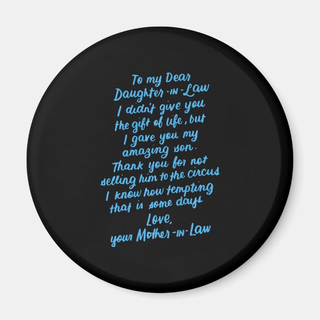 Aimant Fille drôle en droit à ma chère fille en droit (Devant)