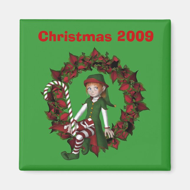 Aimant Fille Elfe En Fête De Noël (Devant)