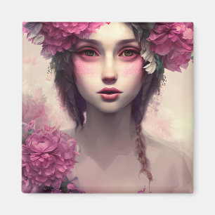 Aimant Fille éthérée avec des taches roses