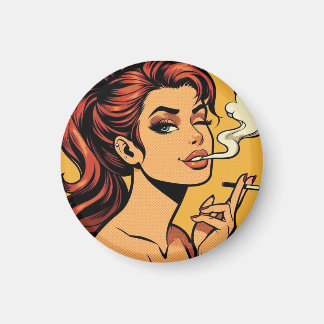 Aimant Fille fumeuse | Bande dessinée pop art | Amoureux