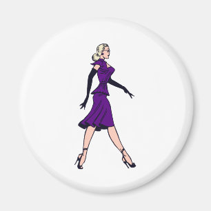 Aimant Fille Glamour Vintage, Secrétaire Blonde Rétro