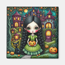 Fille gothique mignonne Citrouille Village Hallowe