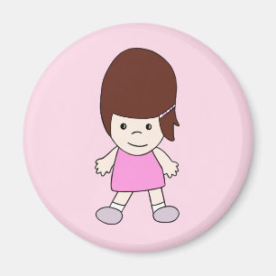 Aimant Fille heureuse mignonne de bande dessinée dans