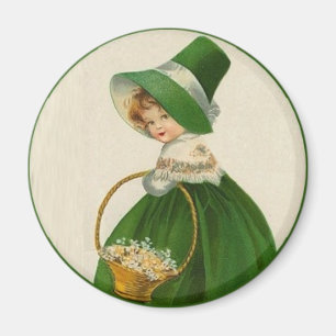 Aimant Fille irlandaise du jour vintage de St Patrick en