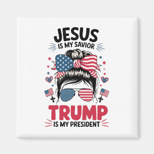 Aimant Fille Jésus Mon Sauveur Trump Président Femme Chré