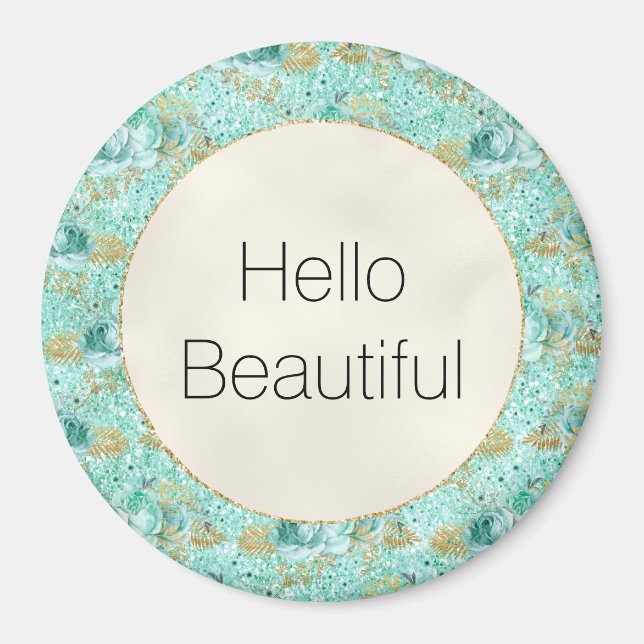 Aimant Fille Mint Parties scintillant or Floral (Devant)