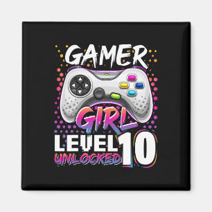 Aimant Fille Niveau 10 Déverrouillé Jeu Vidéo Anniversair