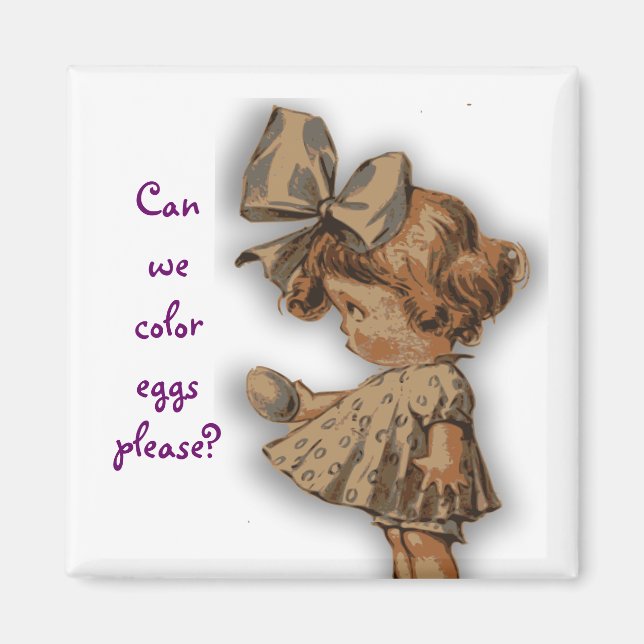 Aimant Fille vintage avec oeuf (Devant)