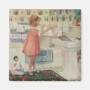 Aimant Fille vintage, Lave-linge Linge