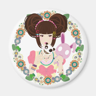 Aimant Fille Yuriko de Harajuku - encadré