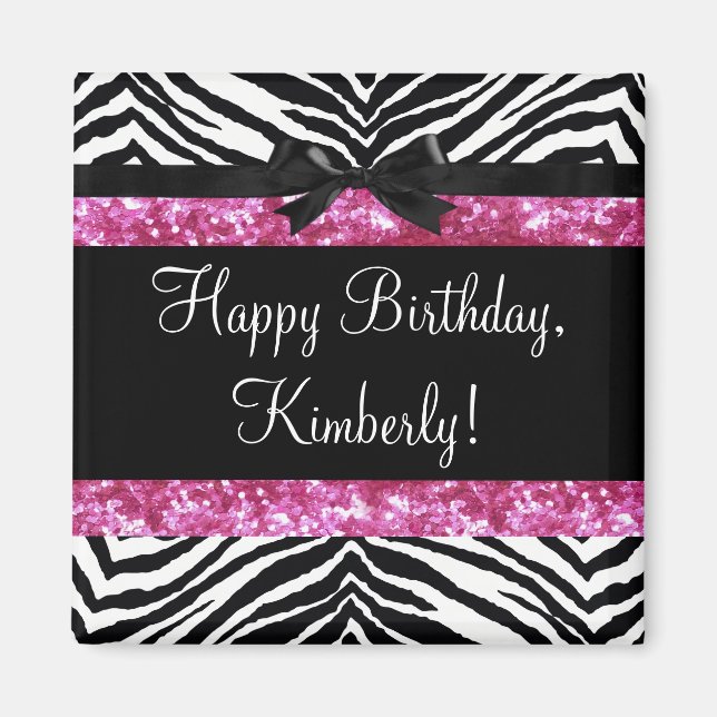 Aimant Fille Zebra Rose Hot Sparkle (Devant)