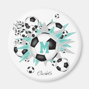 Aimant filles balle de football personnalisées étoiles tu