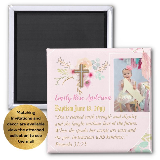 Aimant Filles BAPTISM cadeau photo avec verse de la Bible (Créateur téléchargé)