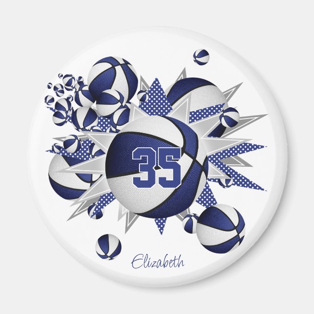 Aimant filles bleu basket-ball étoiles acheter 1 ou achet (Devant)