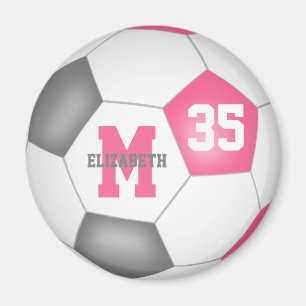 Aimant filles gris rose mignonne coutume soccer