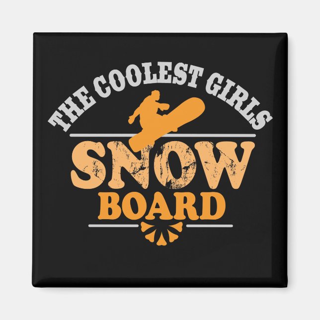 Aimant Filles les plus froides Snowboard (Devant)