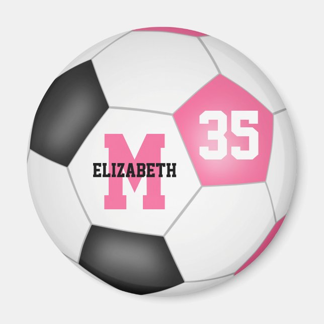Aimant filles noires roses mignonnes coutume soccer (Devant)