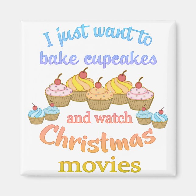 Aimant Films de Noël et Cupcakes (Devant)
