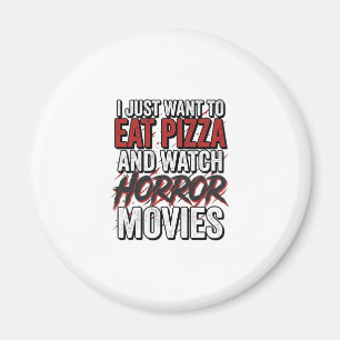 Aimant Films d'horreur de pizza Typographie vintage Hallo