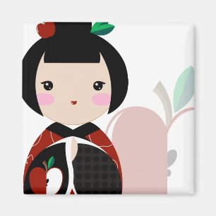 Aimant Fin de Manzanita Kokeshi vers le haut d'aimant