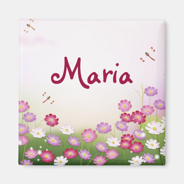 Aimant Fine Cool mignonne Girl Retro Mode florale (Devant)