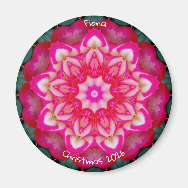 Aimant FIONA ~ Rose miniature personnalisée Fractale ~ (Devant)