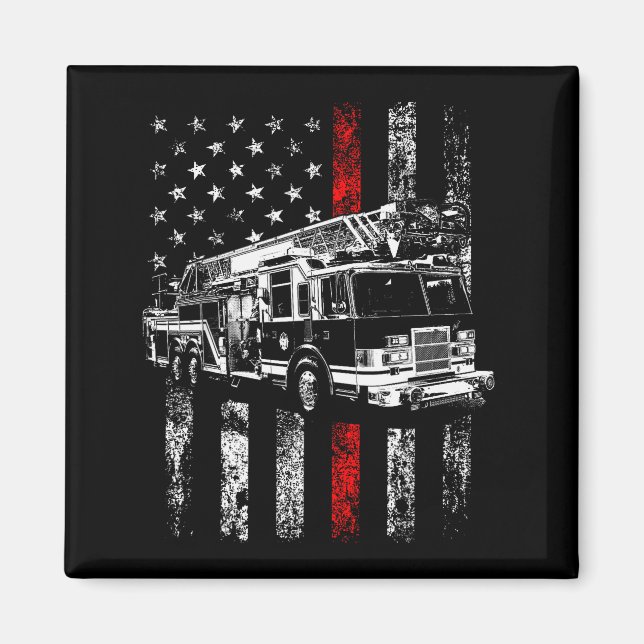 Aimant Fireman American Flag Thin Red Line Firefighter  (Devant)