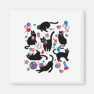 Aimant Firework 4 juillet Black Cat Usa Drapeau mou Cat K