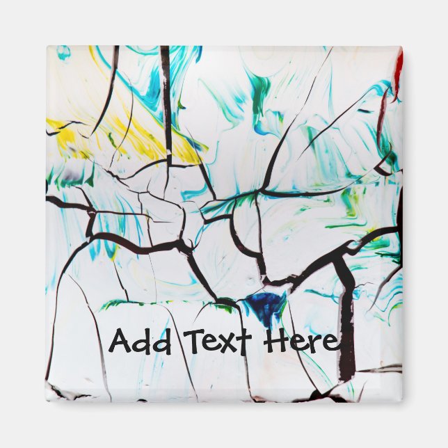 Aimant Fissures Abstraites en bleu jaune vert (Devant)