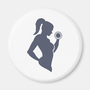 Aimant Fitness-girl levant la cloche