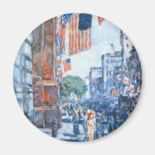 Aimant Flags Fifth Avenue de Childe Hassam, Art Vintage