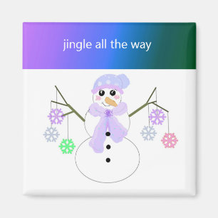 Aimant Flakie Snowman avec des flocons de neige