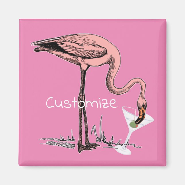 Aimant Flamant rose Boire Martini Thunder_Cove (Devant)