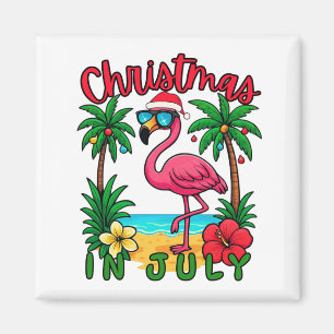 Aimant Flamant rose de Noël en juillet