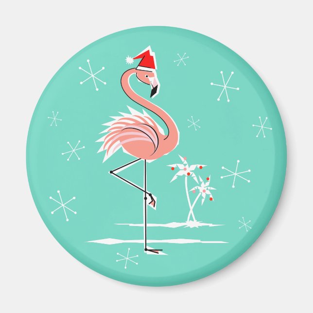 Aimant Flamant rose de Noël magnétique autour (Devant)