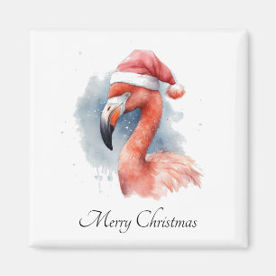 Aimant Flamant rose de Noël personnalisable