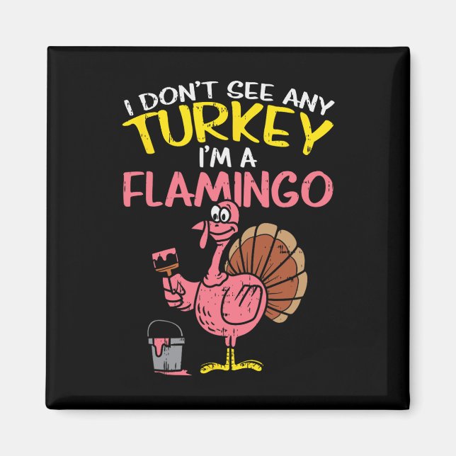Aimant Flamant rose de Turquie rose amusant Thanksgiving  (Devant)