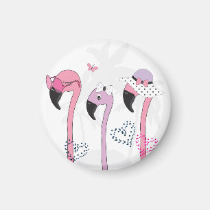 Aimant Flamant rose d'été : Illustration Vintage de plage