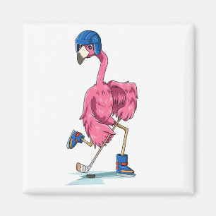 Aimant Flamant rose Flamant rose de hockey Jouer Flamant