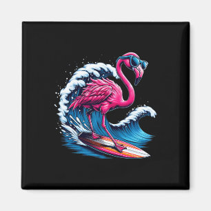 Aimant Flamant rose Hawaï Surf Plage Été Vague