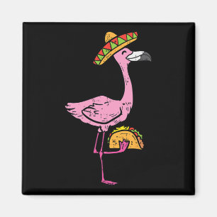 Aimant Flamant rose mexicain Tacos Cute Cinco De Mayo Fie