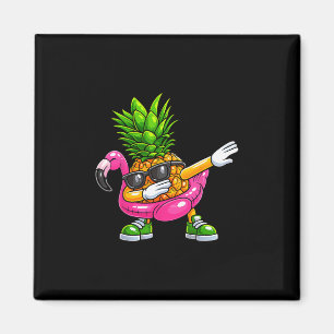 Aimant Flamant rose qui fait dab avec de l'ananas Aloha H