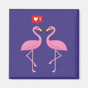 Aimant Flamant rose Rose Comme Heart Pastel