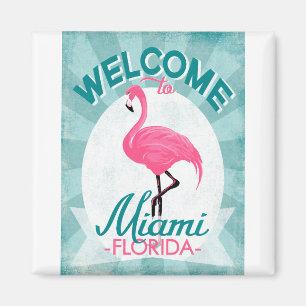 Aimant Flamant rose rose de Miami la Floride - rétro