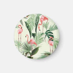 Aimant Flamant rose rose Fleurs exotiques Motif