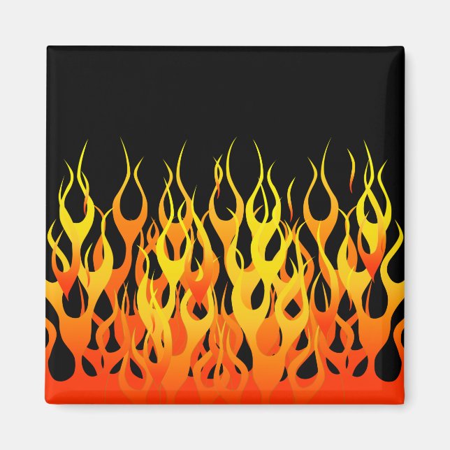Aimant Flames de course Orange classique en feu (Devant)