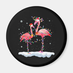Aimant Flamingo   Flamingo Christmas Tree Santa Hat Xmas